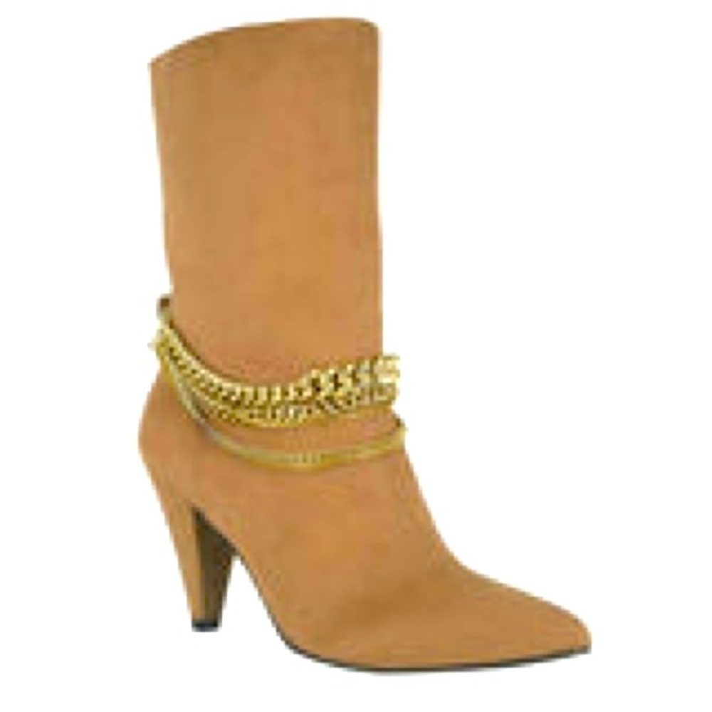 Terra Womens Faux Suede Cone Heel Mid-Calf Boots